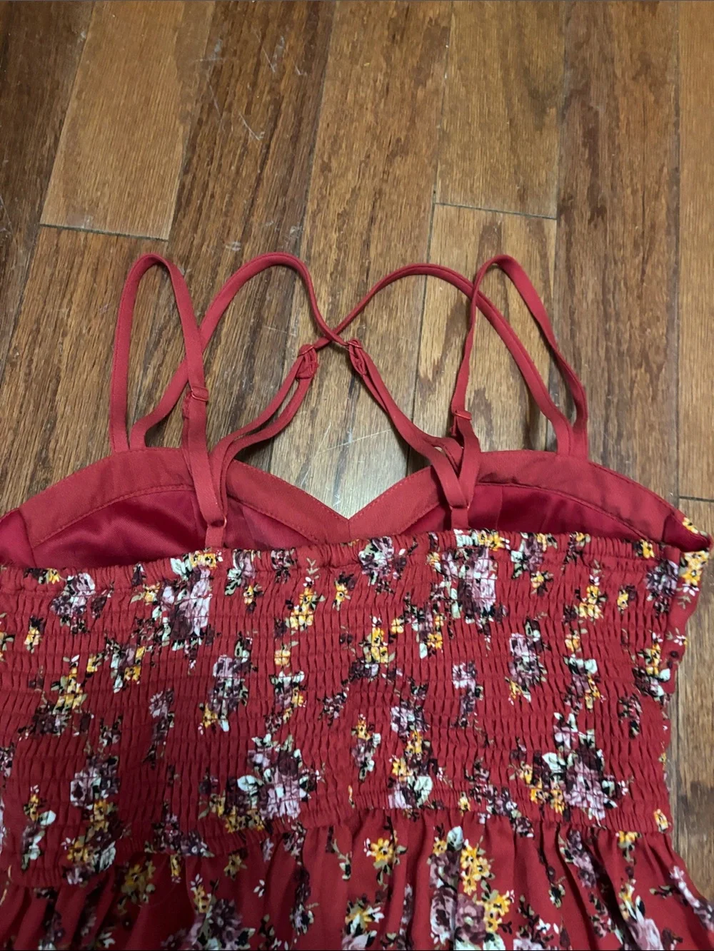 Xhilaration Red Floral Mini Dress with Strappy Back - Picture 8 of 8